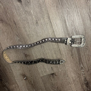 Y2K Silver Rhinestone Embellished Belt One Size